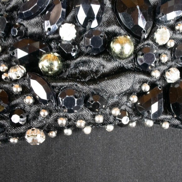 R M Richards Womens 14 One-Shoulder Draped Dress‎ Black Jewel Cocktail Party LBD - Picture 12 of 14